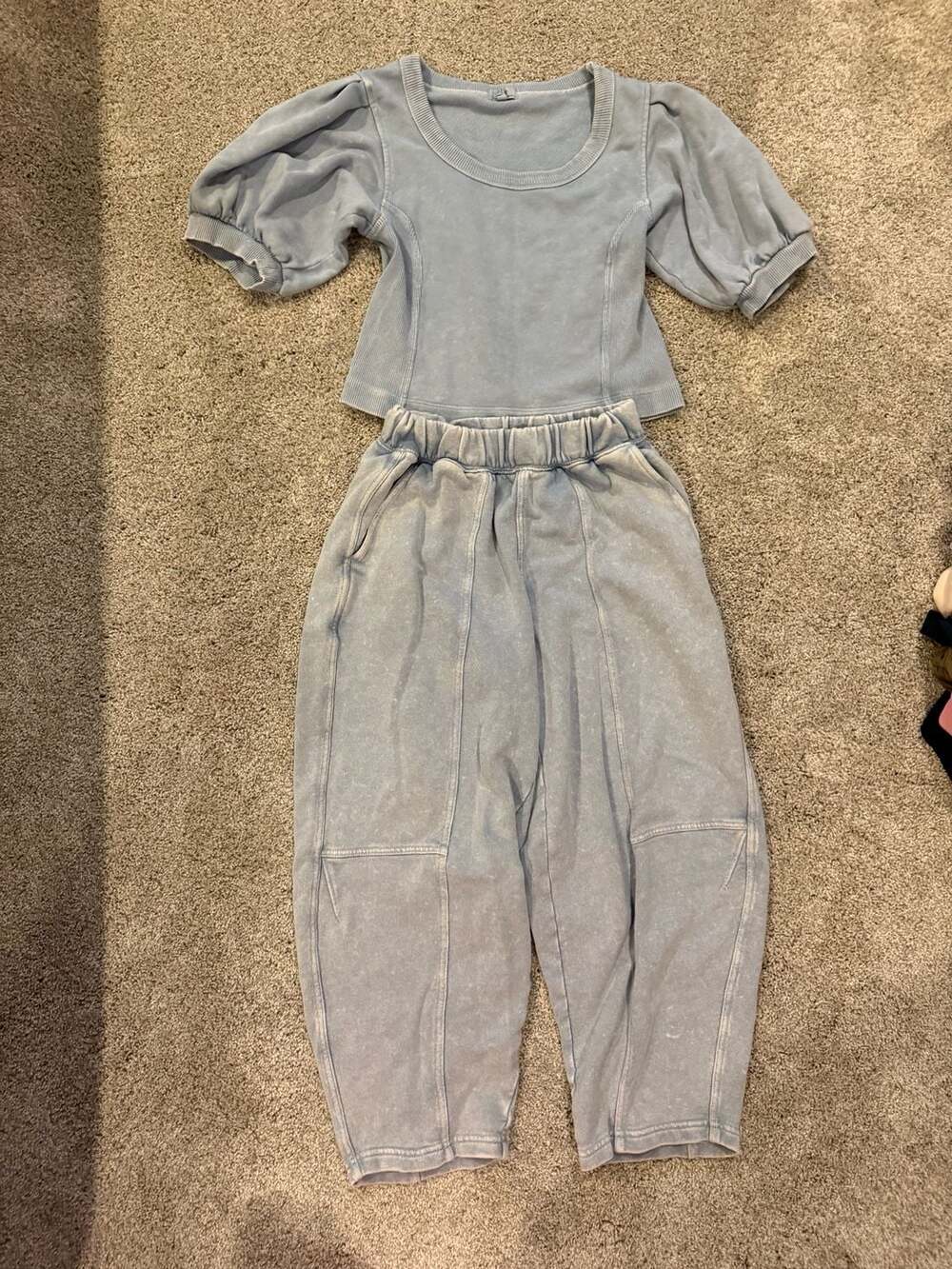 Aerie Acid Wash Sweatshirt And Barrel Sweatpants Set